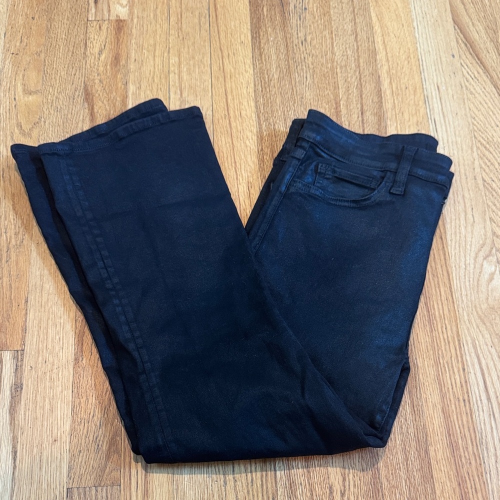 Joe’s Denim Shimmery Black High Rise Cropped Boot Cut Jeans Womens 30
